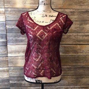 Kimchi Blue maroon lace top